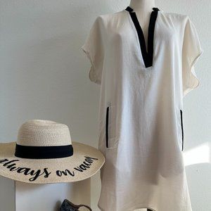 Beige and black shirt dress with pockets- size medium